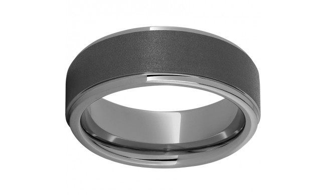 Rugged Tungsten  8mm Flat Grooved Edge Band with Sandblast Finish