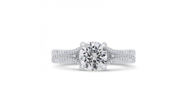 Shah Luxury 14K White Gold Round Cut Diamond Split Shank Engagement Ring (Semi-Mount)