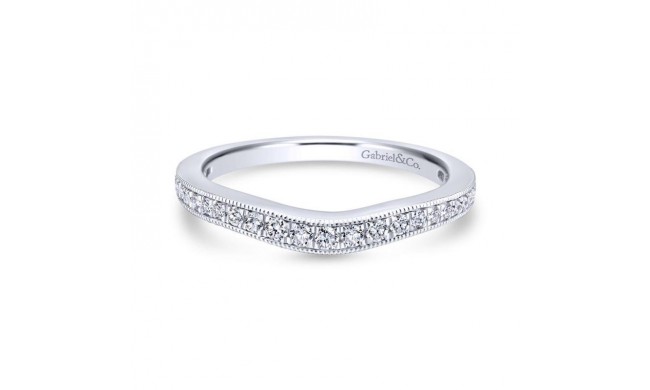 Gabriel & Co. 14k White Gold Victorian Curved Wedding Band