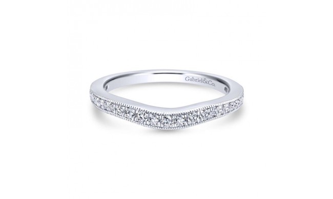 Gabriel & Co. 14k White Gold Victorian Curved Wedding Band