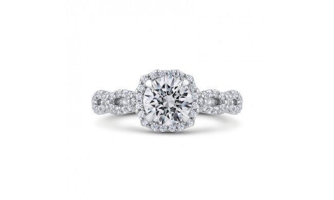 Shah Luxury 14K White Gold Round Halo Diamond Vintage Engagement Ring (Semi-Mount)