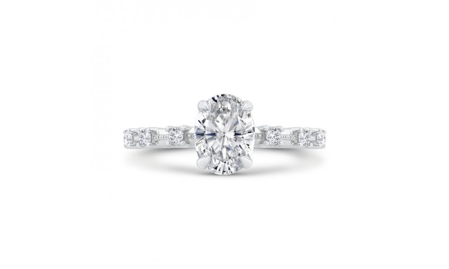 Shah Luxury Oval Diamond Engagement Ring In 14K White Gold (Semi-Mount)