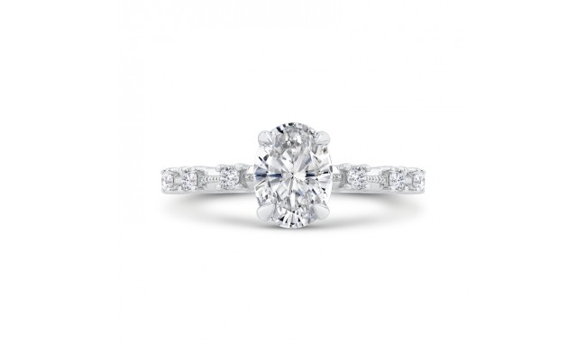 Shah Luxury Oval Diamond Engagement Ring In 14K White Gold (Semi-Mount)