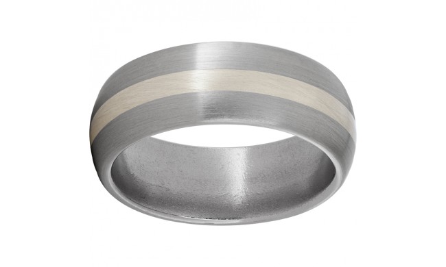 Titanium Domed Band with a 2mm Sterling Silver Inlay and Satin Finish