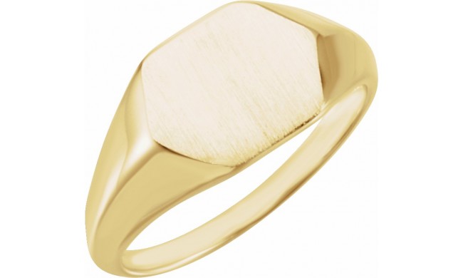 14K Yellow 12x10 mm Geometric Signet Ring