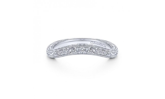 Gabriel & Co. 14k White Gold Victorian Curved Wedding Band