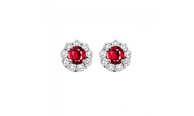 Gems One 14Kt White Gold Diamond (3/4Ctw) & Ruby (5/8 Ctw) Earring