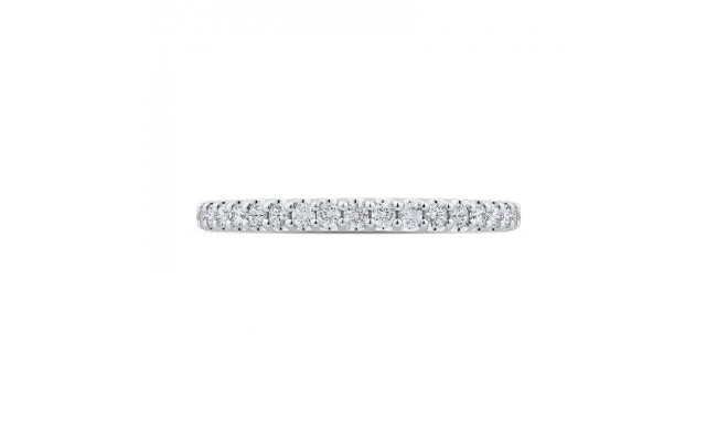 Shah Luxury 14K White Gold Half-Eternity Round Diamond Wedding Band