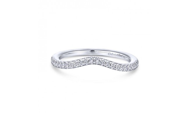 Gabriel & Co. 14k White Gold Contemporary Curved Wedding Band