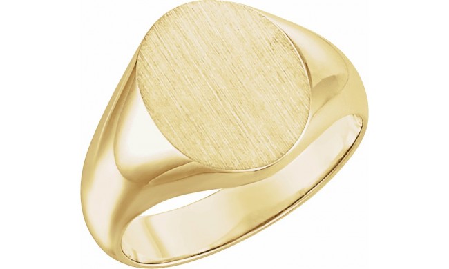 14K Yellow 12x10 mm Oval Signet Ring