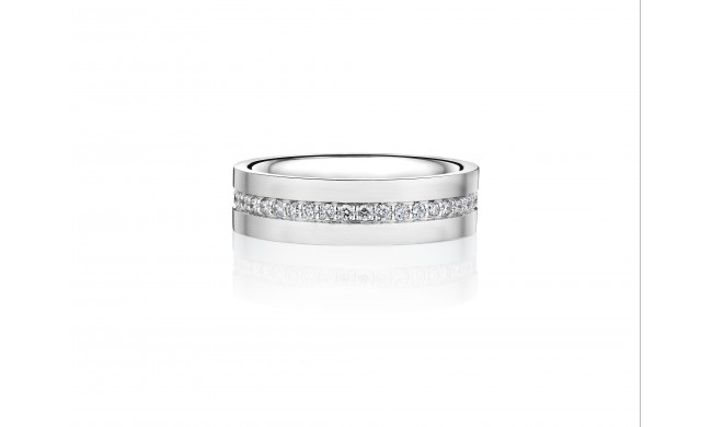 Henri Daussi 6mm Men's Wedding Band MB133 18k Gold White 0.60 Ctw.