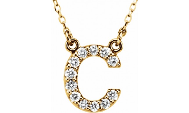 14K Yellow Initial C 1/8 CTW Diamond 16 Necklace