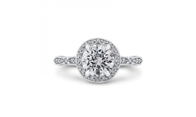 Shah Luxury 14K White Gold Round Diamond Halo Engagement Ring (Semi-Mount)