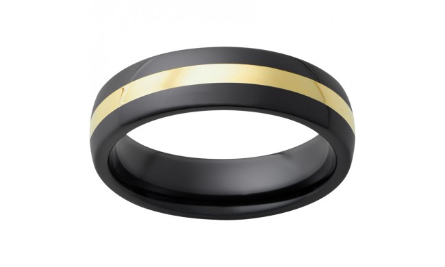 Black Diamond Ceramic Domed Band with a 2mm 18K Yellow Gold Inlay