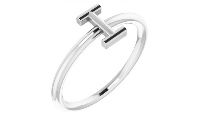 14K White Initial I Ring