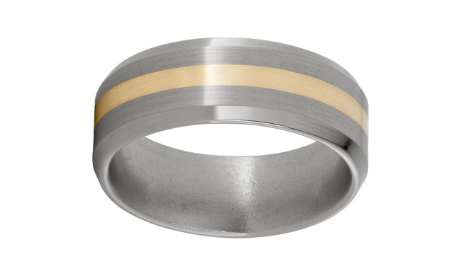 Titanium Beveled Edge Band with a 2mm 14K Yellow Gold Inlay and Satin Finish