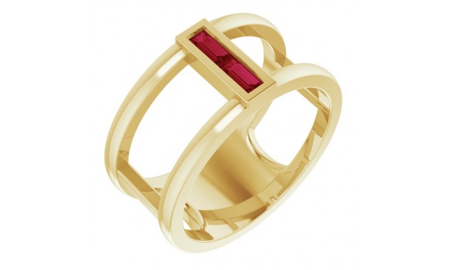 14K Yellow Ruby Baguette Ring