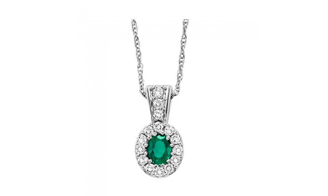 Gems One 14Kt White Gold Diamond (1/8Ctw) & Emerald (1/8 Ctw) Pendant
