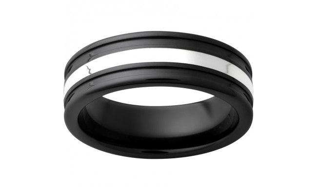 Black Diamond Ceramic Band with 2mm Sterling Silver Inlay