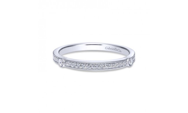 Gabriel & Co. 14k White Gold Victorian Diamond Wedding Band