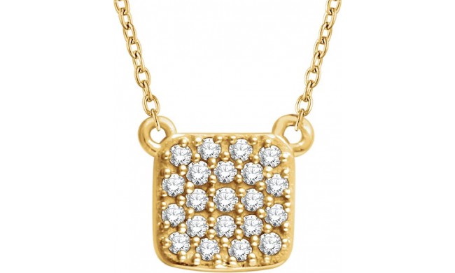 14K Yellow 1/6 CTW Diamond Square Cluster 16-18 Necklace