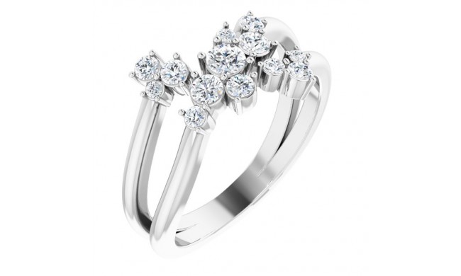 Platinum 1/2 CTW Diamond Cluster Bypass Ring