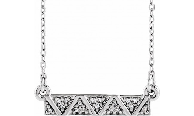 14K White .05 CTW Diamond Geometric Bar 16-18 Necklace