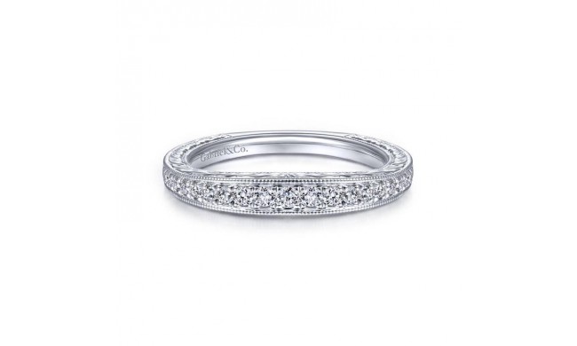 Gabriel & Co. 14k White Gold Victorian Diamond Wedding Band