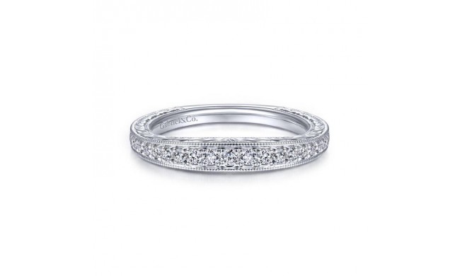 Gabriel & Co. 14k White Gold Victorian Diamond Wedding Band