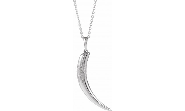 14K White 26.2x13.4 mm Tusk 16-18 Necklace