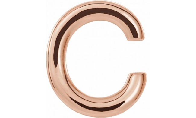 14K Rose Single Initial C Earring