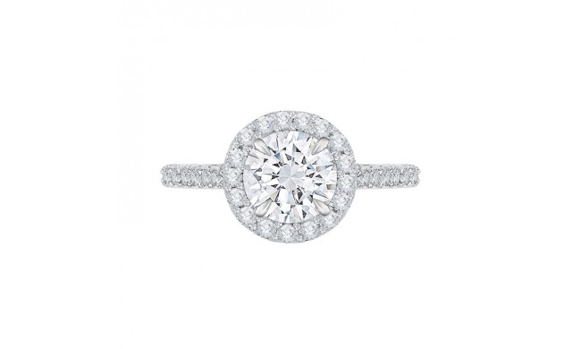 Shah Luxury 14K White Gold Round Cut Diamond Halo Engagement Ring with Euro Shank (Semi-Mount)