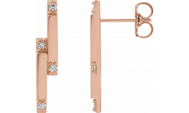 14K Rose 1/10 CTW Diamond Bar Earrings