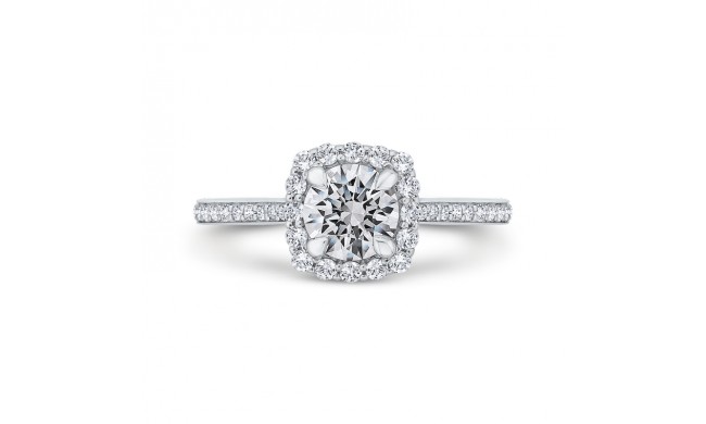 Shah Luxury 14K White Gold Round Cut Diamond Halo Engagement Ring (Semi-Mount)