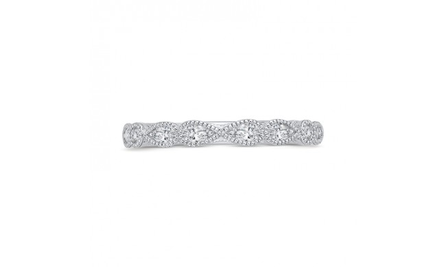 Shah Luxury 14K White Gold Pear and Round Diamond Half-Eternity Wedding Band