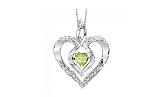 Gems One Silver Diamond (1/50 Ctw) & Created Peridot (1/4 Ctw) Pendant