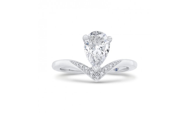 Shah Luxury 14K White Gold Pear Diamond Engagement Ring (Semi-Mount)