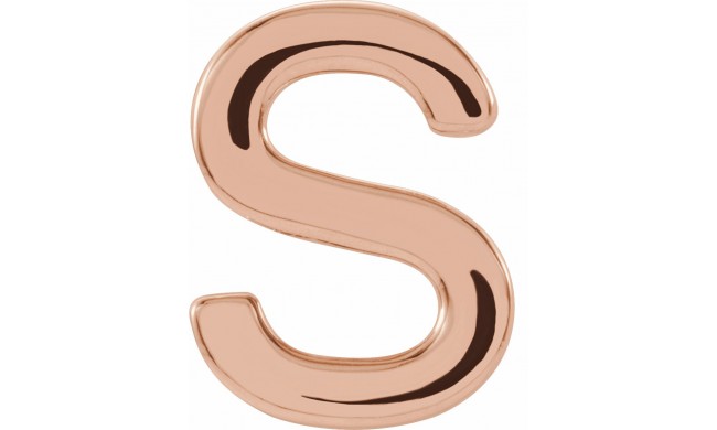 14K Rose Single Initial S Earring