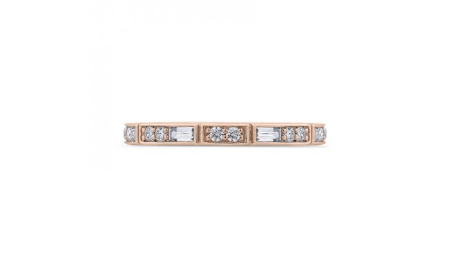 Shah Luxury 14K Rose Gold Round and Baguette Diamond Wedding Band