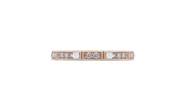 Shah Luxury 14K Rose Gold Round and Baguette Diamond Wedding Band