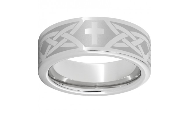 Serinium Pipe Cut Band with a Cross Knot Laser Engraving