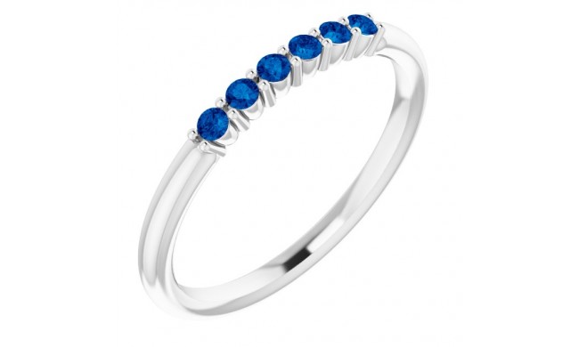 14K White Blue Sapphire Stackable Ring