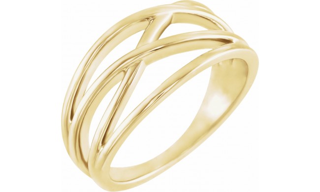 14K Yellow 10.2 mm Criss-Cross Ring