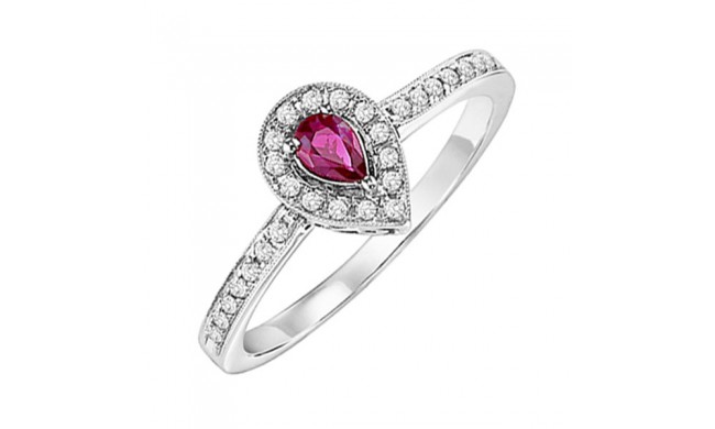 Gems One 14Kt White Gold Diamond (1/6Ctw) & Ruby (1/6 Ctw) Ring