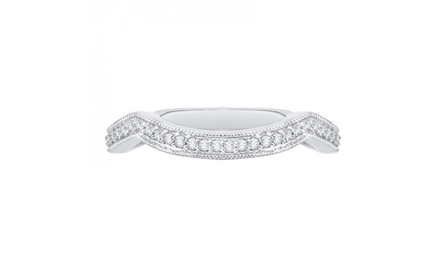Shah Luxury 14K White Gold Round Diamond Wedding Band