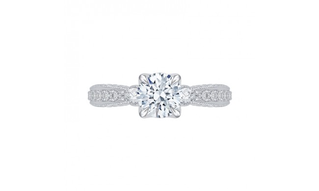Shah Luxury 14K White Gold Round Diamond Floral Engagement Ring (Semi-Mount)
