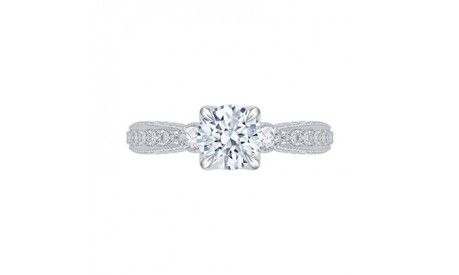 Shah Luxury 14K White Gold Round Diamond Floral Engagement Ring (Semi-Mount)