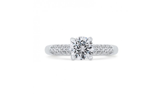 Shah Luxury 14K White Gold Three Row Round Diamond Engagement Ring (Semi-Mount)