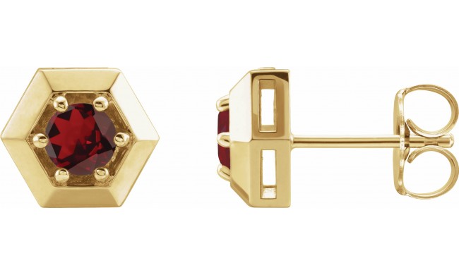 14K Yellow Mozambique Garnet Geometric Earrings