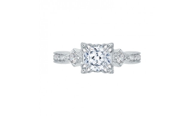 Shah Luxury 14K White Gold Cushion Cut Diamond Vintage Engagement Ring (Semi-Mount)